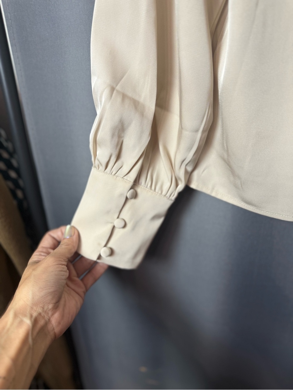 Banana Republic Cream Pleated Long-Sleeve Blouse - Picture 4 of 5